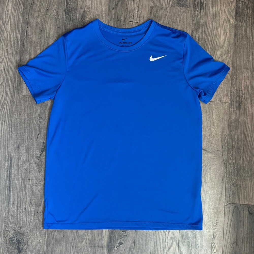 Nike Kids Dri-FIT Short Sleeve Performance T-Shirt Royal Blue Swoosh Logo Medium